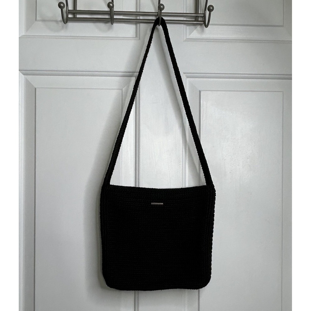 The SAK Black Crochet Knit Shoulder Bag Purse Boho Hippie Indie Hippie Y2K